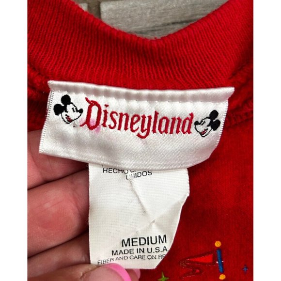 Vintage Mickey Inc Kids Crewneck Red Sweatshirt Disneyland Mickey Mouse size M - Picture 2 of 3